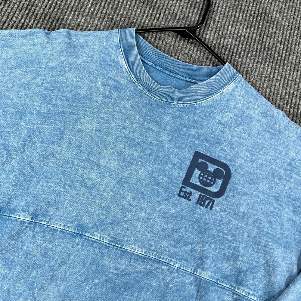 Disney Spirit Jersey Shirt Womens Small Blue Chambray‎ Long Sleeve Crew Walt